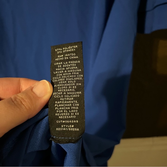 Blue Ruffle Short Sleeve Knee Length Shift Dress, Size 3X - Picture 5 of 6